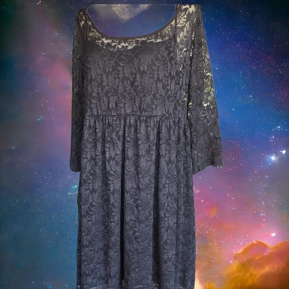 Vintage Black Lace Goth Dress – Faith 21 – Size Large